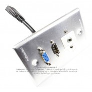 Placa Tapa Vga + HDMI 1.4 (4K + Ethernet + 3D) + Audio Jack 3.5 mm IDC Aluminio